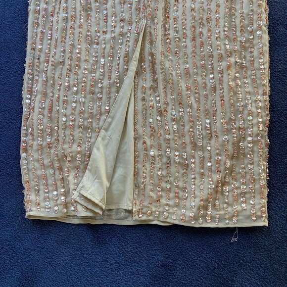 EUC Mac Duggal Sleeveless High Neck Beaded Midi Sheath Dress Sz 6 - Picture 6 of 11